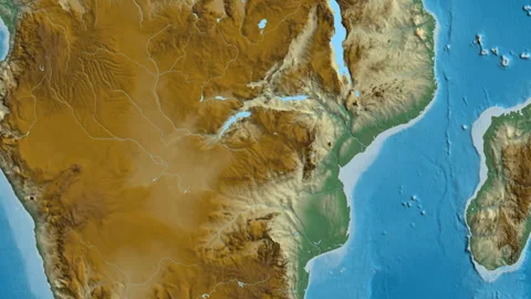 Zimbabwe on the globe. Bevel. Relief. No labels Stock Footage 339906522
