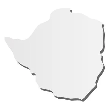 Zimbabwe - grey 3d-like silhouette map of country area with dropped shadow Stock Illustration
