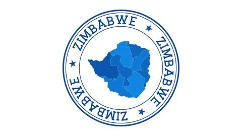 Zimbabwe intro. Badge with the circular name and map of country. Zimbabwe rou... Stock Footage 231098373