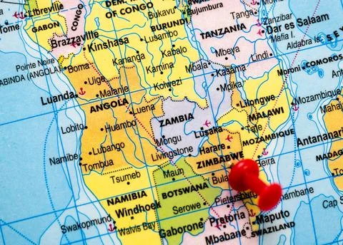 Zimbabwe Location on World Map Stock Photos
