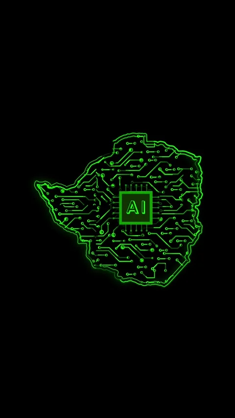 Zimbabwe Map AI Chipset Technology Opener Stock Footage 337172978