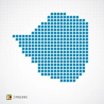 Zimbabwe map and flag icon Stock Illustration