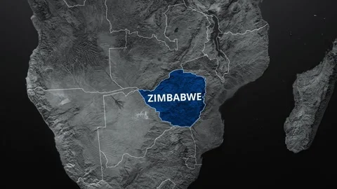ZIMBABWE Map Blue Color 4K Stock Footage 343332325