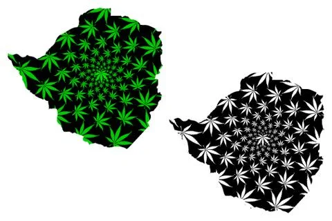 Zimbabwe - map is designed cannabis leaf Stock Illustration