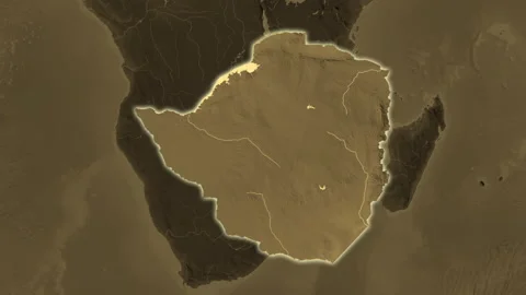 Zimbabwe map - extract. Glow. Sepia. Stock Footage 241688787