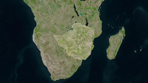 Zimbabwe map - extract. Regions. Satellite. Stock Footage 241688675