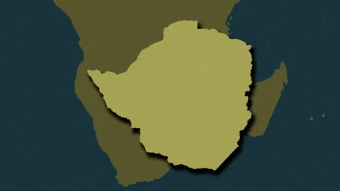 Zimbabwe map - extract. Shadow. Pattern. Labels Stock Footage 323127931