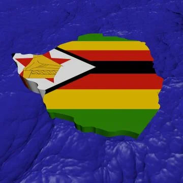 Zimbabwe map flag in abstract ocean illustration Stock Illustration