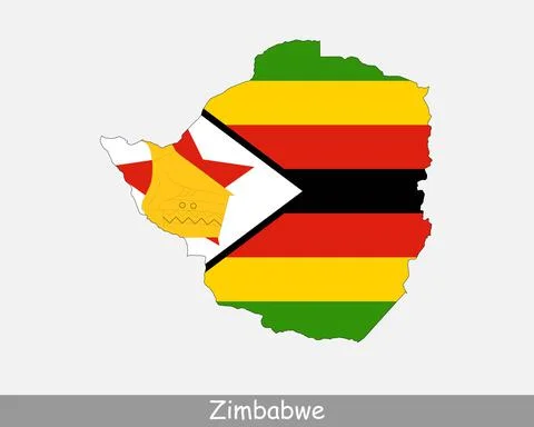 Zimbabwe Map Flag Stock Illustration