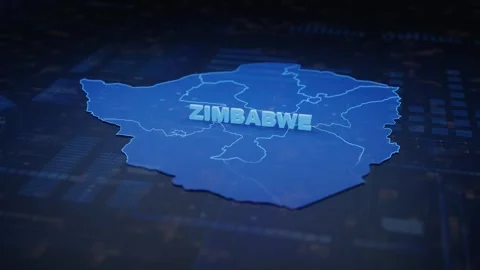 Zimbabwe Map Futuristic Digital Background Stock Footage 331079085