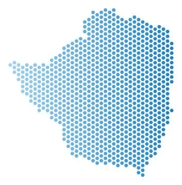 Zimbabwe Map Hex-Tile Scheme Stock Illustration
