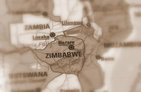 Zimbabwe on a map Stock Photos