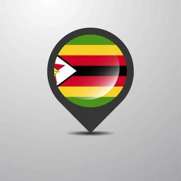 Zimbabwe Map Pin Stock Illustration