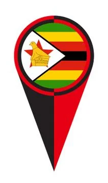 Zimbabwe Map Pointer Location Flag Stock Illustration