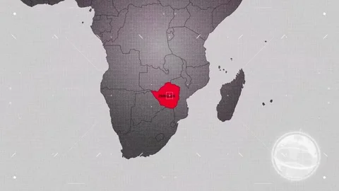 Zimbabwe Map Red and Gray with Effects Stock Footage 343332152