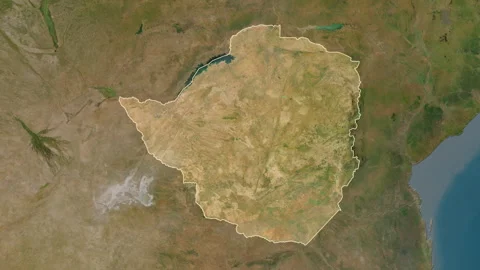 Zimbabwe map - solid. Border. Satellite. Stock Footage 241688886