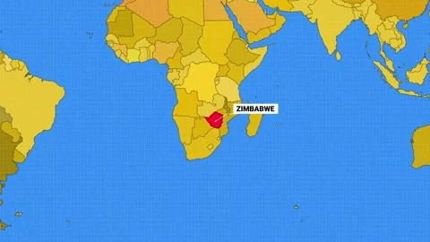 Zimbabwe Map Yellow and Blue Color New Style Stock Footage 343332176