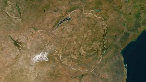 Zimbabwe outlined on a low resolution satellite map Stock Illustration