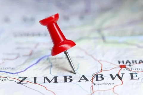 Zimbabwe pin on map Stock Photos