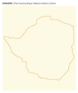 Zimbabwe plain country map. Medium Details. Outline style. Shape of Zimbabw.. Stock Illustration