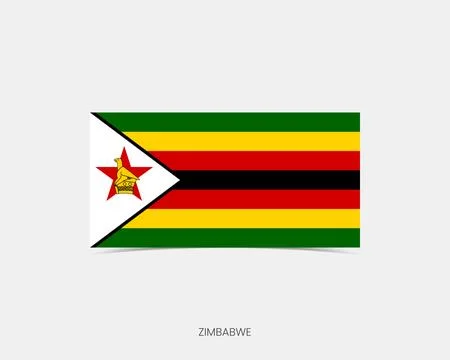 Zimbabwe Rectangle flag icon with shadow. Illustrazione stock