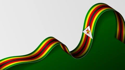 Zimbabwe ribbon flag background. Stock Illustration