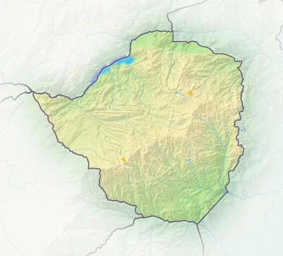 Zimbabwe, shaded relief map Stock Illustration