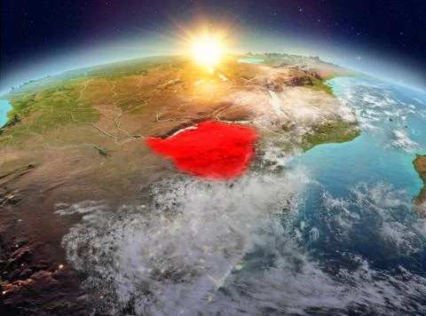 Zimbabwe from space in sunrise Stock Illustration
