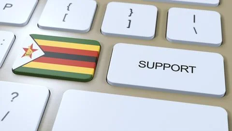Zimbabwe Support Concept. Button Push 3D Illustration. Support of Country o.. Stock Illustration