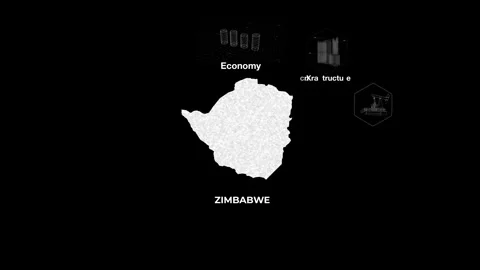 Zimbabwe technology map with animated charts 스톡 동영상 340994358