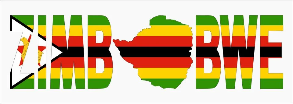 Zimbabwe text with map Stock Illustration
