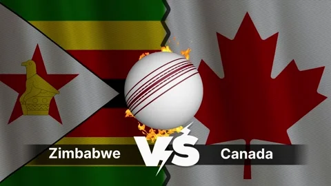 Zimbabwe vs Canada 4K Animated Cricket Intro with Flags and Ball Motion Stock Footage 311410198