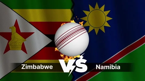 Zimbabwe vs Namibia 4K Animated Cricket Intro with Flags and Ball Motion Stock Footage 311410247