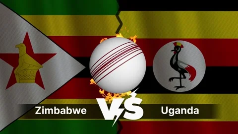 Zimbabwe vs Uganda 4K Animated Cricket Intro with Flags and Ball Motion Stock Footage 311410361