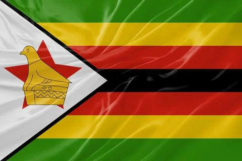 Zimbabwe Waving Flag Background with Silk Fabric Texture Stock Illustration