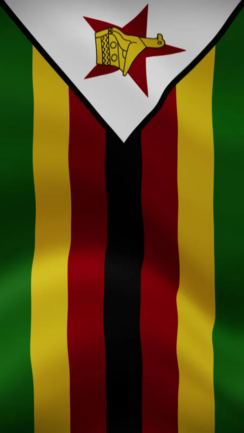 Zimbabwe Waving Flag in Vertical Orientation – Realistic Loop Animation Stock Footage 294948284