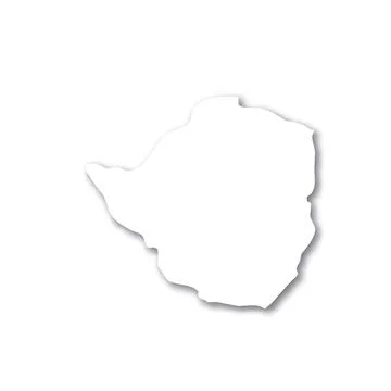 Zimbabwe - white 3D silhouette map of country area with dropped shadow on white Stock Illustration