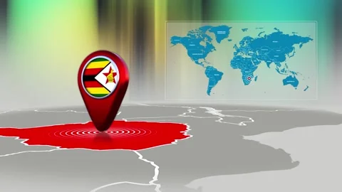 Zimbabwe World Map Pin Location Background Loop 4k Stock Footage 341771759