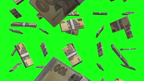 Zimbabwean Dollar Banknotes Falling Animation on White Screen Stock Footage 298099886