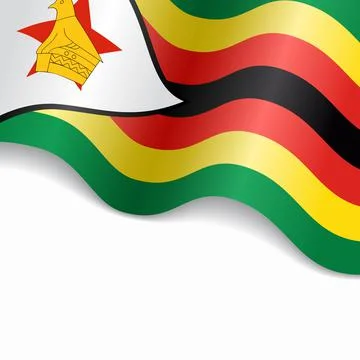 Zimbabwean flag wavy abstract background. Vector illustration. Stock Illustration