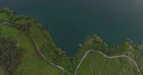Zimmutal view of the road surrounding the jacopiane lake Stock Footage 156175702