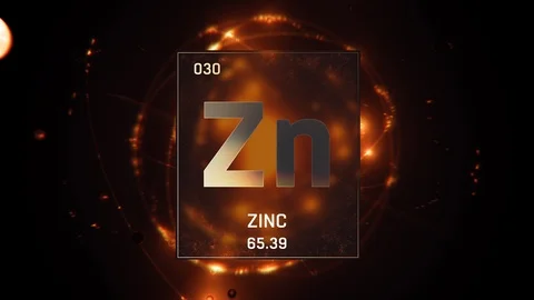 Zinc as Element 30 of the Periodic Table 3D animation on orange background 스톡 동영상 119568167