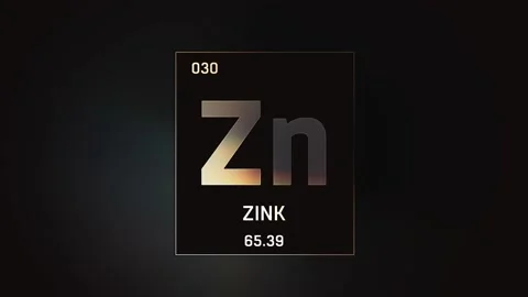 Zinc as Element 30 of the Periodic Table 3D animation on grey background Video stock 131413527