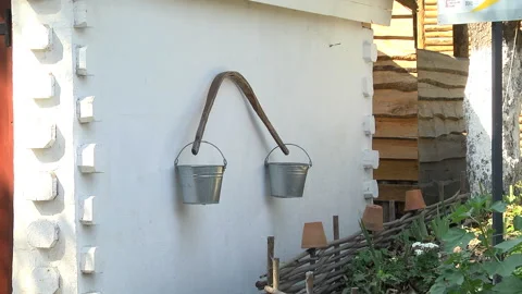 Zinc Old Buckets Stock Footage 120044083