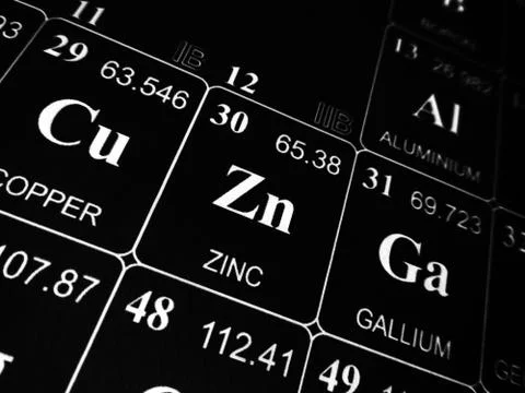 Zinc on the periodic table of the elements Stock Photos