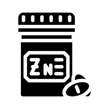 Zinc pills trace elements glyph icon vector illustration Stock Illustration