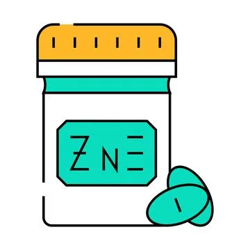 Zinc pills trace elements icon color illustration Stock Illustration