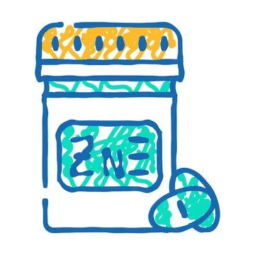 Zinc pills trace elements icon doodle illustration Stock Illustration