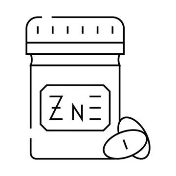 Zinc pills trace elements line icon vector illustration Stock Illustration