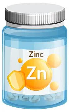 Zinc Supplement Bottle Vector Illustration with Tablets Stock Illustration